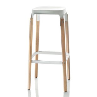 Magis Steelwood Barkruk Wit/beuken 78cm