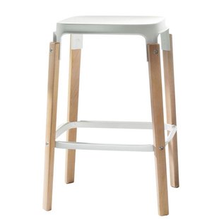 Magis Steelwood Barkruk Wit/beuken 68cm