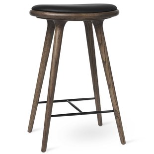 Mater Design High Stool Barkruk 69 Donker Eik Zwart Leer