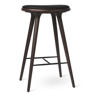 Mater Design High Stool Barkruk 74 Donker Beuken Zwart Leer
