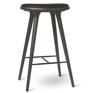 Mater Design High Stool Barkruk 74 Grijs Beuken Zwart Leer Mater Design High Stool Barkruk 74 Grijs Beuken Zwart Leer