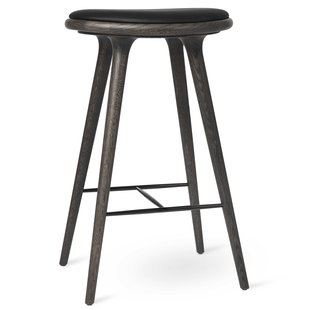 Mater Design High Stool Barkruk 74 Grijs Eik Zwart Leer