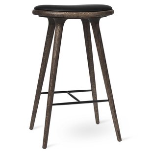 Mater Design High Stool Barkruk 74 Donker Eik Zwart Leer Mater Design High Stool Barkruk 74 Donker Eik Zwart Leer