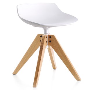 MDF Italia Flow Stool Kruk 44cm Met VN Gebleekt Eiken Onderstel Wit