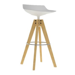 MDF Italia Flow Stool Barkruk 78cm Met VN Naturel Eiken Onderstel Wit MDF Italia Flow Stool Barkruk 78cm Met VN Naturel Eiken Onderstel Wit