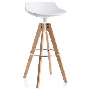 MDF Italia Flow Stool Barkruk 78cm Met VN Gebleekt Eiken Onderstel Wit