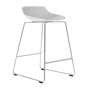 MDF Italia Flow Stool Barkruk 65cm Wit Met Slede Onderstel Chroom