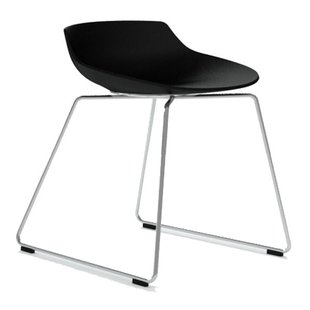 MDF Italia Flow Stool Kruk 44cm Zwart Met Slede Onderstel Chroom