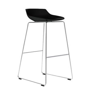 MDF Italia Flow Stool Barkruk 78cm Zwart Met Slede Onderstel Chroom