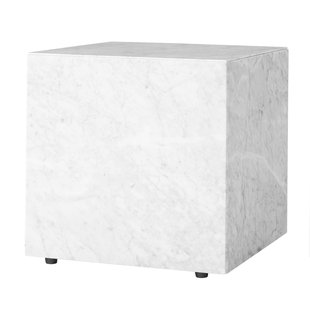 Audo Copenhagen Plinth Cubic Bijzettafel 40x40 Carrara Marmer Wit
