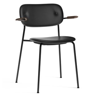 Audo Copenhagen Co Eetkamerstoel Met Arm Leder Dakar 0842 Donker Eiken/zwart