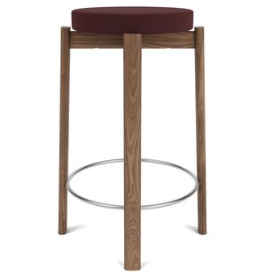 Audo Copenhagen Passage Barkruk H66 Walnoot Vidar Burgundy 0693/staal