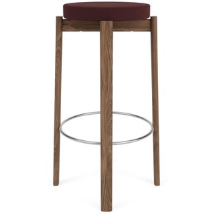 Audo Copenhagen Passage Barkruk H76 Walnoot Vidar Burgundy 0693/staal