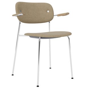 Audo Copenhagen Co Eetkamerstoel Met Arm Stof Audo Boucl&eacute; 02 Naturel Eik/chroom