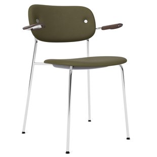 Audo Copenhagen Co Eetkamerstoel Met Arm Stof Si&euml;rra 0441 Donker Eiken/chroom