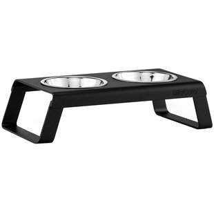 MiaCara Desco Kattenvoerbak Aluminium Zwart