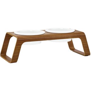 MiaCara Desco Hondenvoerbak Porselein Medium Walnoot