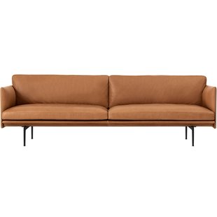 Muuto Outline Bank 3-zits Silk Leder Cognac