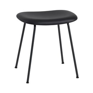 Muuto Fiber Tube Gestoffeerde Kruk Zwart Leer