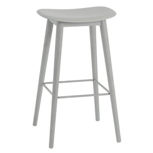 Muuto Fiber Wood Barkruk 75cm Grijs