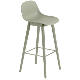 Muuto Fiber Backrest Wood Barkruk 75cm Dusty Green