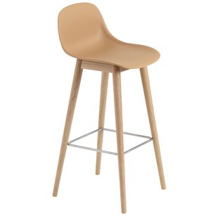 Muuto Fiber Backrest Wood Barkruk 75cm Oker