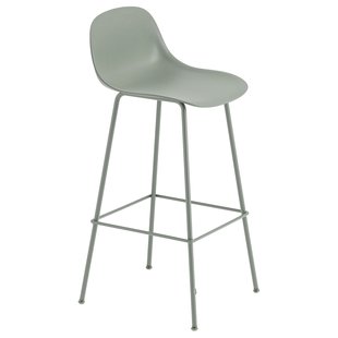 Muuto Fiber Backrest Tube Barkruk 75cm Dusty Green