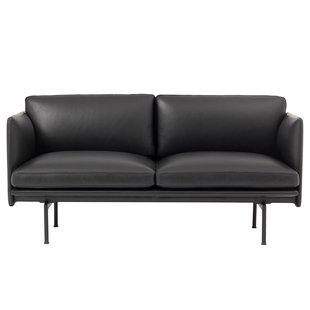 Muuto Outline Studio Bank Tweezitter Zwart Leer