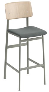 Muuto Loft Gestoffeerde Barkruk 75cm Steelcut Trio 966 Dusty Green/Eiken Muuto Loft Gestoffeerde Barkruk 75cm Steelcut Trio 966 Dusty Green/Eiken