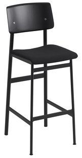Muuto Loft Gestoffeerde Barkruk 75cm Steelcut 190 Zwart/Zwart