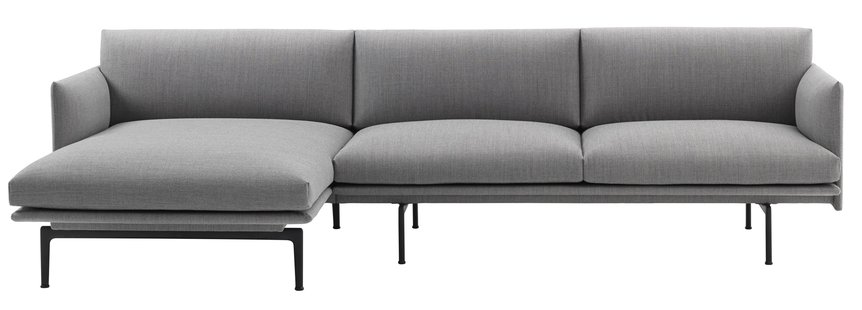 Muuto Outline Bank 3-zits Met Chaise Longue Links Fiord 151