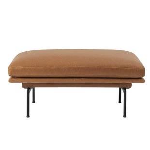Muuto Outline Poef Silk Leder Cognac Onderstel Zwart