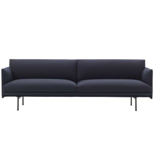 Muuto Outline Bank 3-zits Vidar 554 Onderstel Zwart