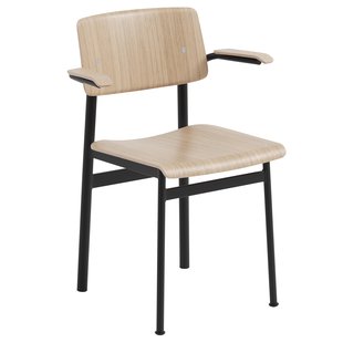 Muuto Loft Stoel Met Armleuning Eiken Zwart Onderstel