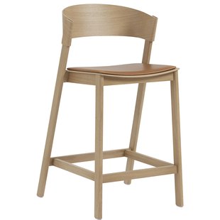 Muuto Cover Gestoffeerde Barkruk 65cm Cognac Eiken Muuto Cover Gestoffeerde Barkruk 65cm Cognac Eiken