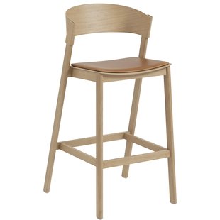 Muuto Cover Gestoffeerde Barkruk 75cm Cognac Eiken