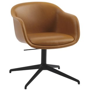 Muuto Fiber Conference Vergaderstoel Met Tilt Leder Cognac