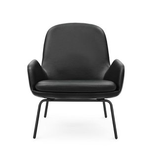Normann Copenhagen Era Low Fauteuil Met Zwart Stalen Onderstel Leder Tango Zwart