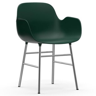 Normann Copenhagen Form Armchair Stoel Met Verchroomd Onderstel Groen