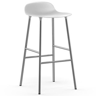 Normann Copenhagen Form Barstool Barkruk 75cm Met Verchroomd Onderstel Wit