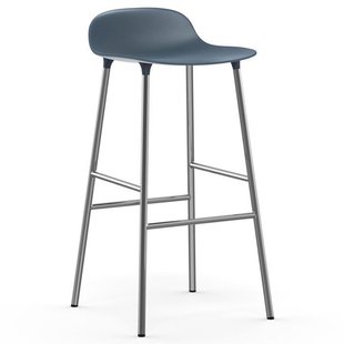 Normann Copenhagen Form Barstool Barkruk 75cm Met Verchroomd Onderstel Blauw