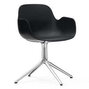 Normann Copenhagen Form Armchair Swivel Stoel Met Aluminium Onderstel Zwart