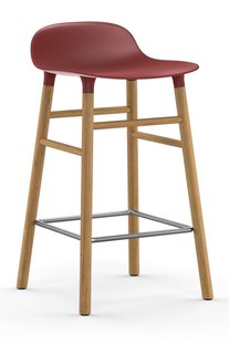 Normann Copenhagen Form Barstool Barkruk 65cm Met Eiken Onderstel Rood