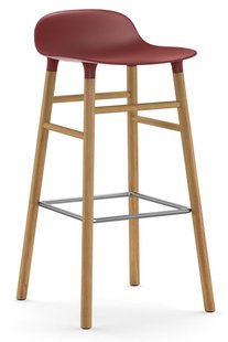 Normann Copenhagen Form Barstool Barkruk 75cm Met Eiken Onderstel Rood Normann Copenhagen Form Barstool Barkruk 75cm Met Eiken Onderstel Rood