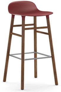 Normann Copenhagen Form Barstool Barkruk 75cm Met Walnoten Onderstel Rood