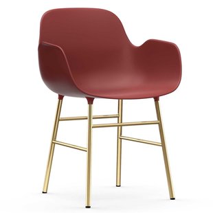 Normann Copenhagen Form Armchair Stoel Met Messing Onderstel Rood