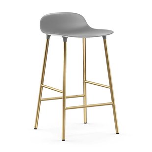 Normann Copenhagen Form Barstool Barkruk 65cm Met Messing Onderstel Grijs