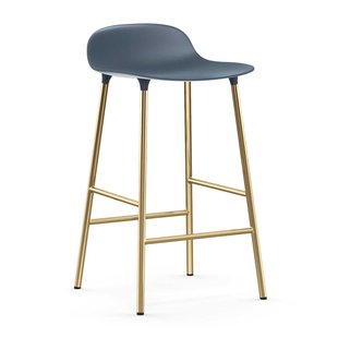 Normann Copenhagen Form Barstool Barkruk 65cm Met Messing Onderstel Blauw
