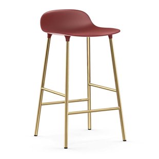 Normann Copenhagen Form Barstool Barkruk 65cm Met Messing Onderstel Rood