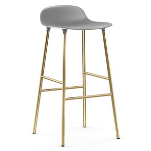 Normann Copenhagen Form Barstool Barkruk 75cm Met Messing Onderstel Grijs